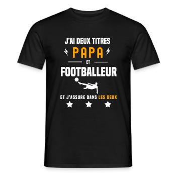 j'ai deux titres papa et footballeur père football - T-shirt homme - noir - Devant - AI Model Male 178 light (178cm)