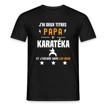 j'ai deux titres papa et karatéka père karaté - T-shirt homme - noir - Devant - AI Model Male 178 light (178cm)