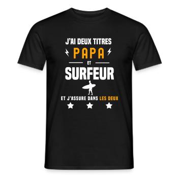 j'ai deux titres papa et surfeur père surf - T-shirt homme - noir - Devant - AI Model Male 178 light (178cm)