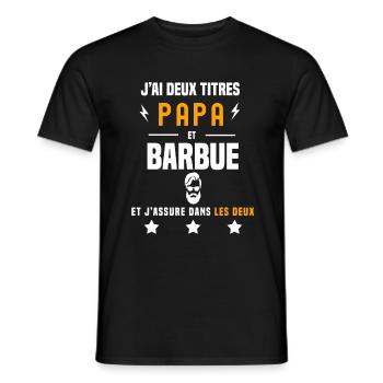 j'ai deux titres papa et barbue père barbe - T-shirt homme - noir - Devant - AI Model Male 178 light (178cm)