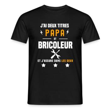 j'ai deux titres papa et bricoleur père bricolage - T-shirt homme - noir - Devant - AI Model Male 178 light (178cm)