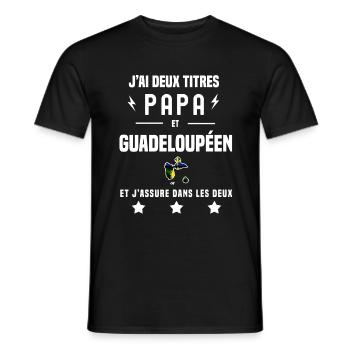 j'ai deux titres papa et guadeloupéen drapeau - T-shirt homme - noir - Devant - AI Model Male 178 light (178cm)