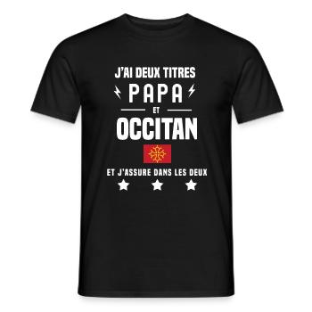 j'ai deux titres papa et occitan drapeau - T-shirt homme - noir - Devant - AI Model Male 178 light (178cm)