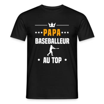 papa baseballeur au top cadeau papa baseball - T-shirt homme - noir - Devant - AI Model Male 178 light (178cm)