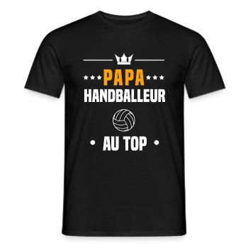 papa handballeur au top cadeau papa handball - T-shirt homme - noir - Devant - AI Model Male 178 light (178cm)