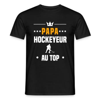 papa hockeyeur au top cadeau papa hockey - T-shirt homme - noir - Devant - AI Model Male 178 light (178cm)