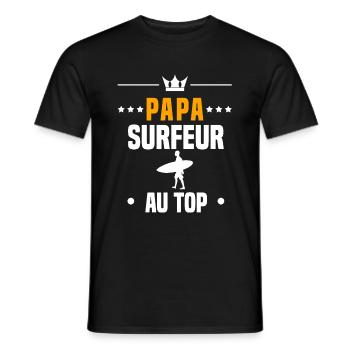 papa surfeur au top cadeau papa surf - T-shirt homme - noir - Devant - AI Model Male 178 light (178cm)