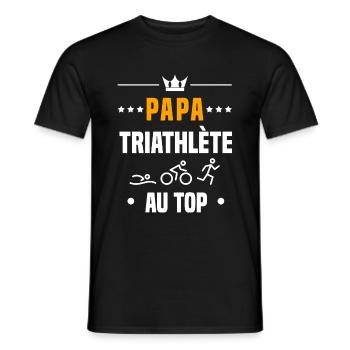 papa triathlète au top cadeau papa triathlon - T-shirt homme - noir - Devant - AI Model Male 178 light (178cm)