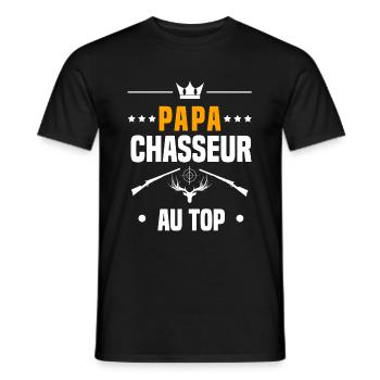 papa chasseur cerf au top cadeau papa chasse - T-shirt homme - noir - Devant - AI Model Male 178 light (178cm)