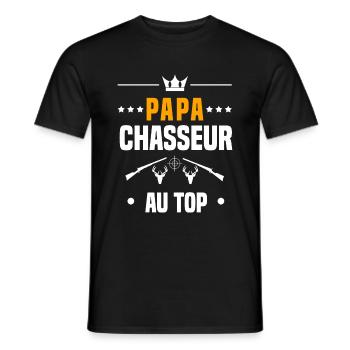 papa chasseur chevreuil au top cadeau papa chasse - T-shirt homme - noir - Devant - AI Model Male 178 light (178cm)