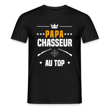papa chasseur fusil au top cadeau papa chasse - T-shirt homme - noir - Devant - AI Model Male 178 light (178cm)