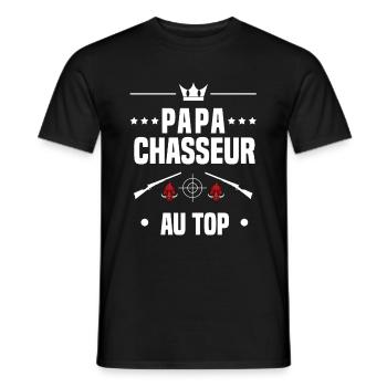 papa chasseur sanglier au top cadeau papa chasse - T-shirt homme - noir - Devant - AI Model Male 178 light (178cm)