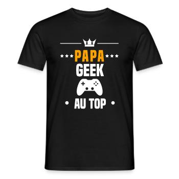 papa geek au top cadeau papa geek - T-shirt homme - noir - Devant - AI Model Male 178 light (178cm)