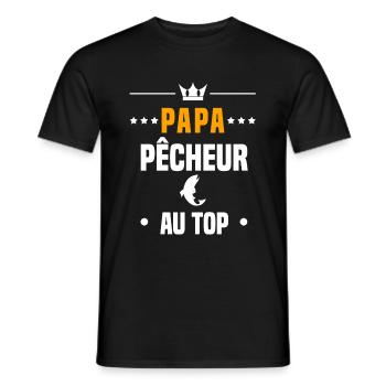papa pêcheur au top cadeau papa pêche - T-shirt homme - noir - Devant - AI Model Male 178 light (178cm)