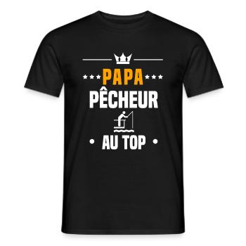 papa pêcheur canne au top cadeau papa pêche - T-shirt homme - noir - Devant - AI Model Male 178 light (178cm)