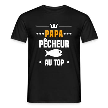 papa pêcheur poisson au top cadeau papa pêche - T-shirt homme - noir - Devant - AI Model Male 178 light (178cm)