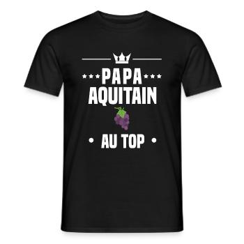 papa aquitain vigne au top papa aquitaine - T-shirt homme - noir - Devant - AI Model Male 178 light (178cm)