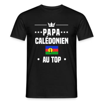 papa Calédonien au top drapeau nouvelle-calédonie - T-shirt homme - noir - Devant - AI Model Male 178 light (178cm)