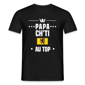 papa ch'ti drapeau au top papa nord - T-shirt homme - noir - Devant - AI Model Male 178 light (178cm)