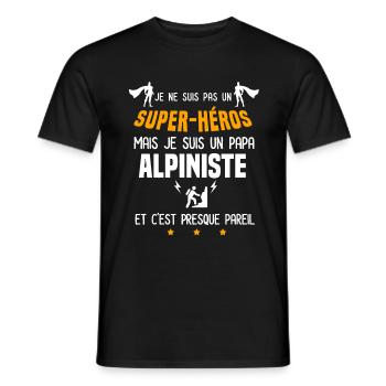 papa alpiniste super héros père alpinisme - T-shirt homme - noir - Devant - AI Model Male 178 light (178cm)