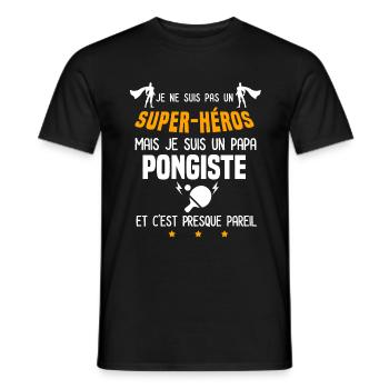 papa pongiste super héros père ping pong - T-shirt homme - noir - Devant - AI Model Male 178 light (178cm)