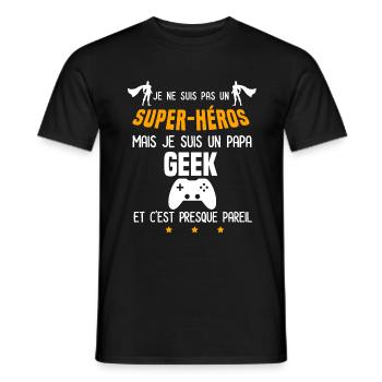 papa geek super héros papa geek - T-shirt homme - noir - Devant - AI Model Male 178 light (178cm)