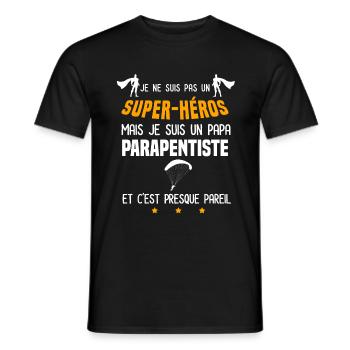 papa parapentiste super héros papa parachute - T-shirt homme - noir - Devant - AI Model Male 178 light (178cm)
