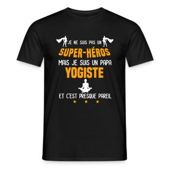 papa yogiste super héros papa voyage - T-shirt homme - noir - Devant - AI Model Male 178 light (178cm)