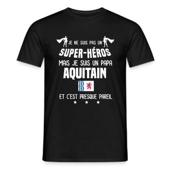 papa aquitain homme super héros papa aquitaine - T-shirt homme - noir - Devant - AI Model Male 178 light (178cm)