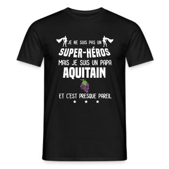 papa aquitain vigne super héros papa aquitaine - T-shirt homme - noir - Devant - AI Model Male 178 light (178cm)