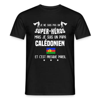 papa Caledonien super héros papa calédonie - T-shirt homme - noir - Devant - AI Model Male 178 light (178cm)