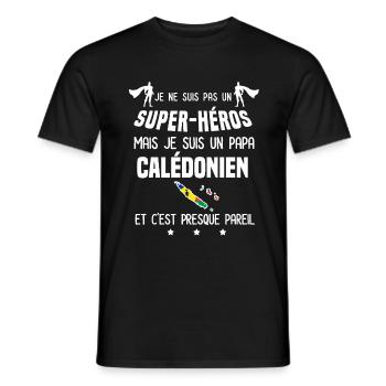 papa Caledonien super héros papa calédonie - T-shirt homme - noir - Devant - AI Model Male 178 light (178cm)