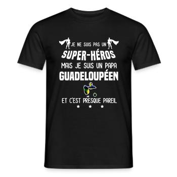 papa guadeloupeen drapeau super héros guadeloupe - T-shirt homme - noir - Devant - AI Model Male 178 light (178cm)
