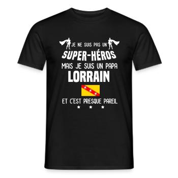 papa lorrain drapeau super héros papa lorraine - T-shirt homme - noir - Devant - AI Model Male 178 light (178cm)