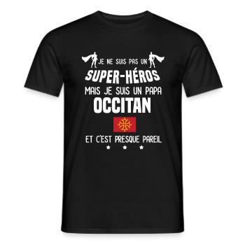 papa occitan drapeau super héros papa occitanie - T-shirt homme - noir - Devant - AI Model Male 178 light (178cm)