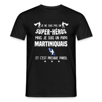 papa martiniquais drapeau super héros martinique - T-shirt homme - noir - Devant - AI Model Male 178 light (178cm)