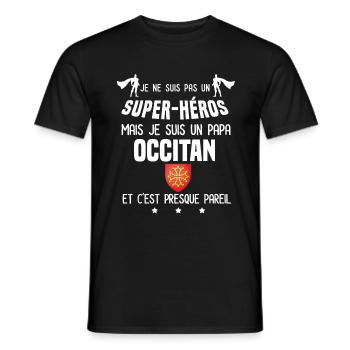 papa occitan drapeau super héros papa occitanie - T-shirt homme - noir - Devant - AI Model Male 178 light (178cm)