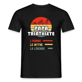 papa triathlète homme mythe légende triathlon - T-shirt homme - noir - Devant - AI Model Male 178 light (178cm)