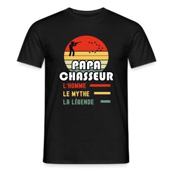 papa chasseur homme mythe légende papa chasse - T-shirt homme - noir - Devant - AI Model Male 178 light (178cm)
