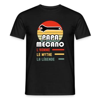 papa mécano homme mythe légende papa mécanique - T-shirt homme - noir - Devant - AI Model Male 178 light (178cm)