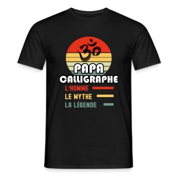 papa calligraphe homme mythe légende calligraphie - T-shirt homme - noir - Devant - AI Model Male 178 light (178cm)