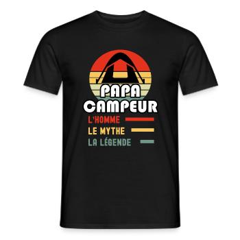 papa campeur homme mythe légende papa camping - T-shirt homme - noir - Devant - AI Model Male 178 light (178cm)