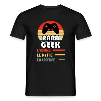 papa geek homme mythe légende papa geek - T-shirt homme - noir - Devant - AI Model Male 178 light (178cm)