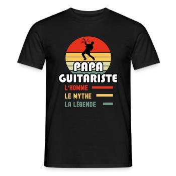 papa guitariste homme mythe légende papa guitare - T-shirt homme - noir - Devant - AI Model Male 178 light (178cm)