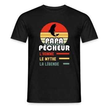 papa pêcheur homme mythe légende papa pêche - T-shirt homme - noir - Devant - AI Model Male 178 light (178cm)