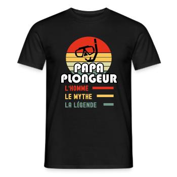 papa plongeur tuba homme mythe légende plongée - T-shirt homme - noir - Devant - AI Model Male 178 light (178cm)