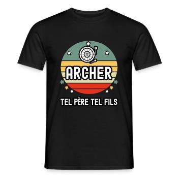 tel père tel fils cadeau papa archer tir - T-shirt homme - noir - Devant - AI Model Male 178 light (178cm)