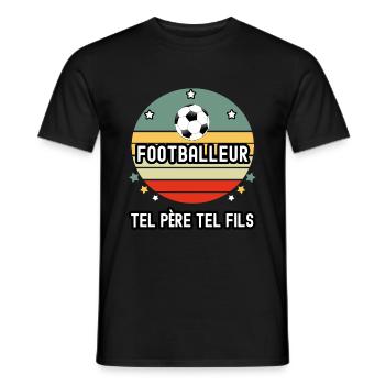 tel père tel fils cadeau papa footballeur football - T-shirt homme - noir - Devant - AI Model Male 178 light (178cm)