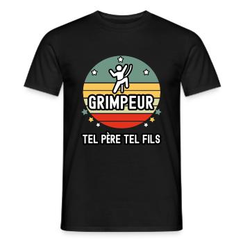 tel père tel fils cadeau papa grimpeur escalade - T-shirt homme - noir - Devant - AI Model Male 178 light (178cm)