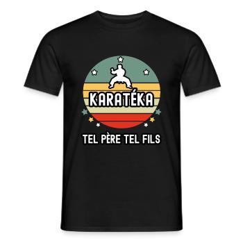 tel père tel fils cadeau papa karatéka karaté - T-shirt homme - noir - Devant - AI Model Male 178 light (178cm)
